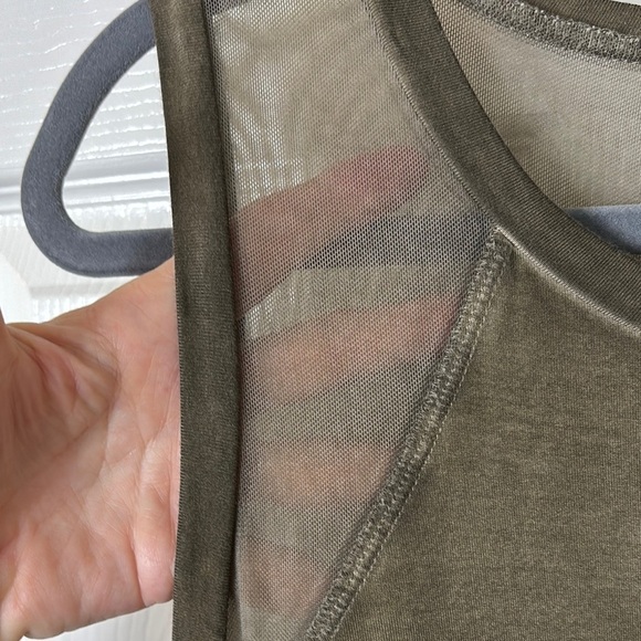 Cable & Gauge Olive Mini Dress Mesh Peek-a-Boo Accents and Hem Size Large - Picture 3 of 9